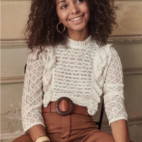 NWT Sezane Emma Blouse Ecru 10 - Picture 3 of 8